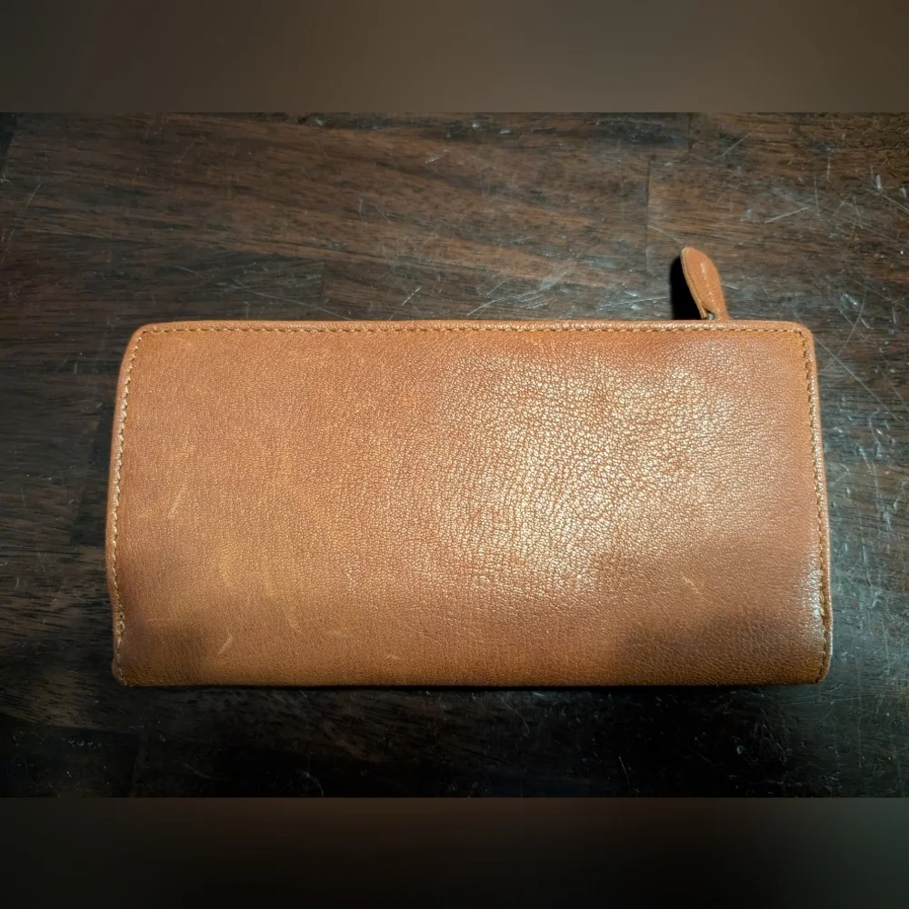 Spikes And Sparrow Brooklyn Leather Wallet, Congac w/ Houndstooth Lining